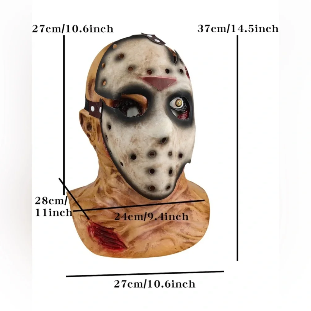Creepy Jason Mask Scary Two-in-one Face Zombie Prorp Skull Cosplay Mask. NEW!!